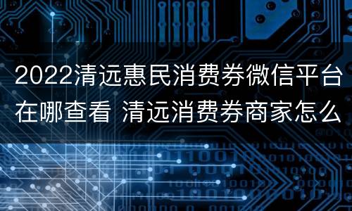 2022清远惠民消费券微信平台在哪查看 清远消费券商家怎么开通
