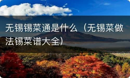 无锡锡菜通是什么（无锡菜做法锡菜谱大全）