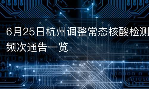 6月25日杭州调整常态核酸检测频次通告一览