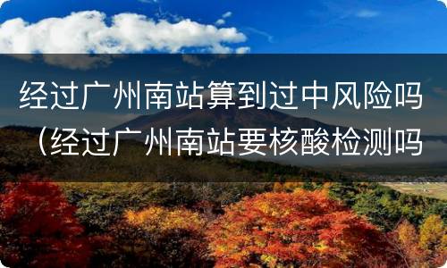 经过广州南站算到过中风险吗（经过广州南站要核酸检测吗）