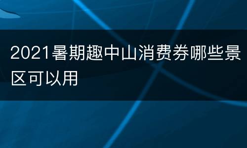 2021暑期趣中山消费券哪些景区可以用