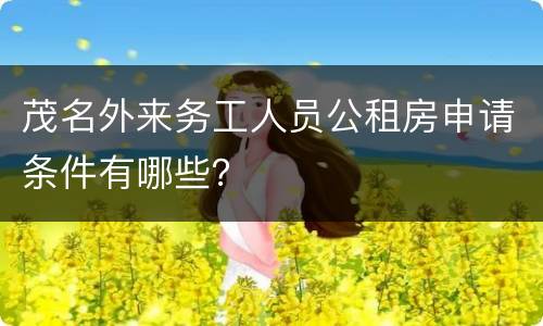 茂名外来务工人员公租房申请条件有哪些？