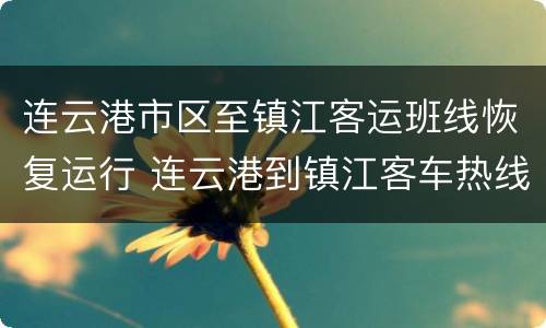 连云港市区至镇江客运班线恢复运行 连云港到镇江客车热线