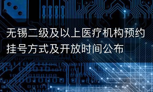无锡二级及以上医疗机构预约挂号方式及开放时间公布