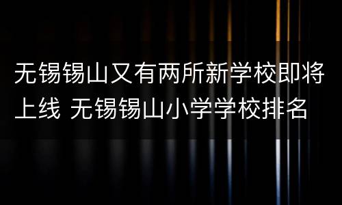 无锡锡山又有两所新学校即将上线 无锡锡山小学学校排名