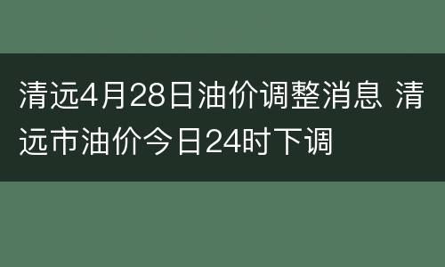 清远4月28日油价调整消息 清远市油价今日24时下调