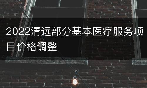 2022清远部分基本医疗服务项目价格调整