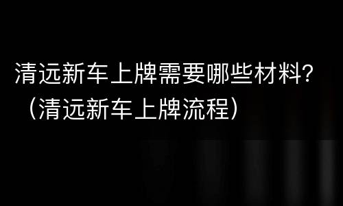清远新车上牌需要哪些材料？（清远新车上牌流程）