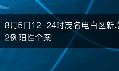 8月5日12-24时茂名电白区新增2例阳性个案