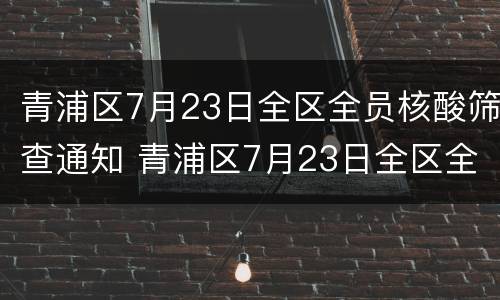 青浦区7月23日全区全员核酸筛查通知 青浦区7月23日全区全员核酸筛查通知书