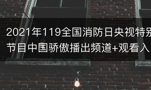 2021年119全国消防日央视特别节目中国骄傲播出频道+观看入口