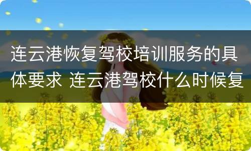 连云港恢复驾校培训服务的具体要求 连云港驾校什么时候复工