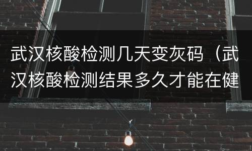 武汉核酸检测几天变灰码（武汉核酸检测结果多久才能在健康码上显示）