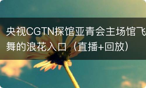 央视CGTN探馆亚青会主场馆飞舞的浪花入口（直播+回放）