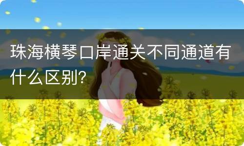 珠海横琴口岸通关不同通道有什么区别？