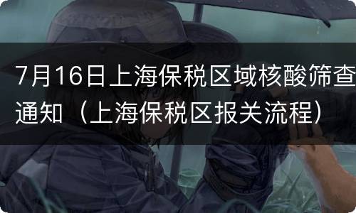 7月16日上海保税区域核酸筛查通知（上海保税区报关流程）