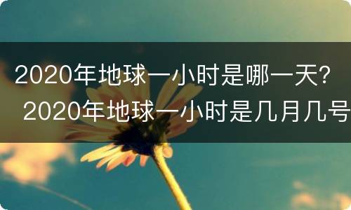 2020年地球一小时是哪一天？ 2020年地球一小时是几月几号