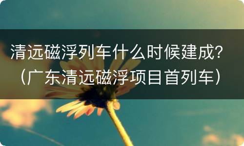 清远磁浮列车什么时候建成？（广东清远磁浮项目首列车）