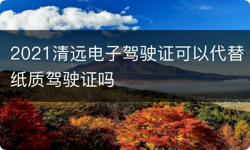 2021清远电子驾驶证可以代替纸质驾驶证吗