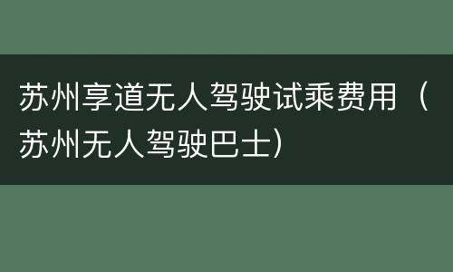 苏州享道无人驾驶试乘费用（苏州无人驾驶巴士）