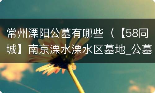 常州溧阳公墓有哪些（【58同城】南京溧水溧水区墓地_公墓_陵园）