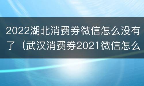 2022湖北消费券微信怎么没有了（武汉消费券2021微信怎么抢）