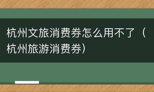 杭州文旅消费券怎么用不了（杭州旅游消费券）