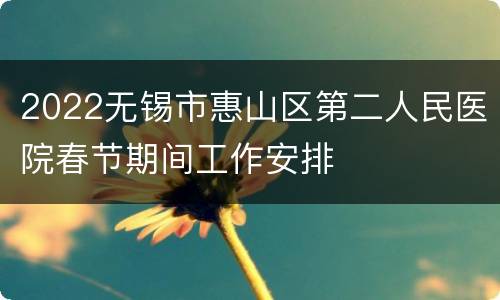2022无锡市惠山区第二人民医院春节期间工作安排