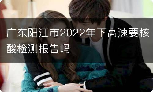 广东阳江市2022年下高速要核酸检测报告吗