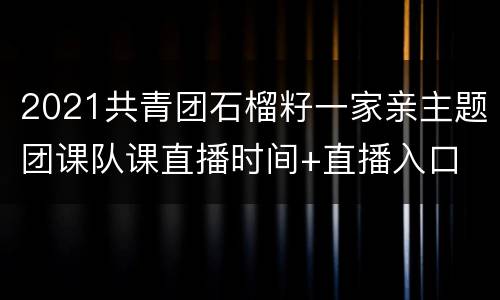 2021共青团石榴籽一家亲主题团课队课直播时间+直播入口