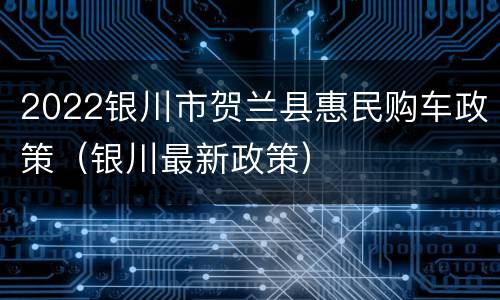 2022银川市贺兰县惠民购车政策（银川最新政策）