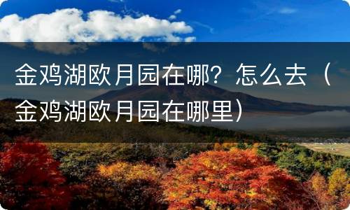 金鸡湖欧月园在哪？怎么去（金鸡湖欧月园在哪里）