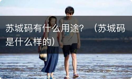 苏城码有什么用途？（苏城码是什么样的）