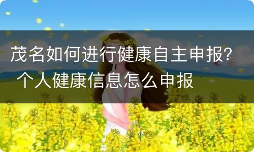 茂名如何进行健康自主申报？ 个人健康信息怎么申报