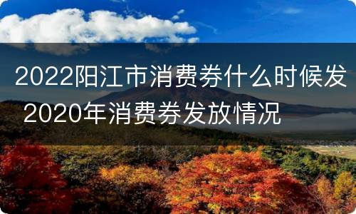 2022阳江市消费券什么时候发 2020年消费券发放情况
