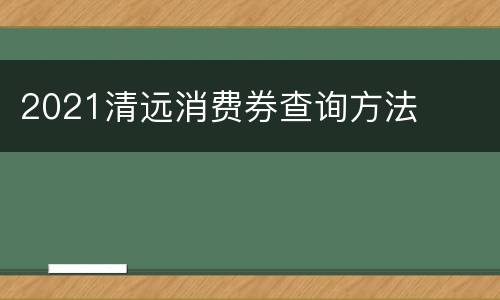 2021清远消费券查询方法