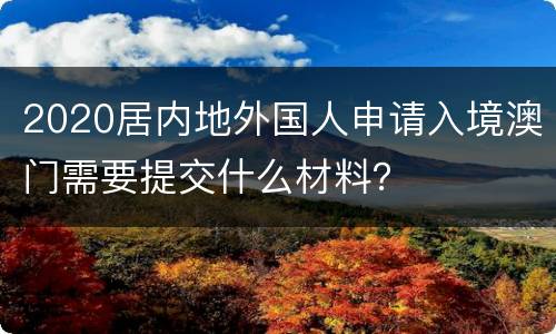 2020居内地外国人申请入境澳门需要提交什么材料？