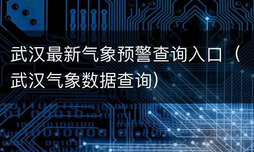 武汉最新气象预警查询入口（武汉气象数据查询）
