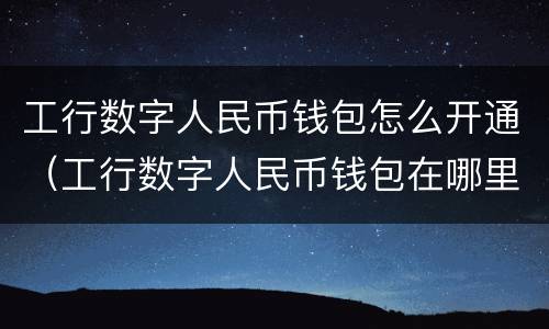工行数字人民币钱包怎么开通（工行数字人民币钱包在哪里）
