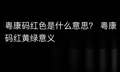 粤康码红色是什么意思？ 粤康码红黄绿意义