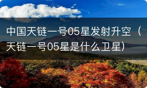 中国天链一号05星发射升空（天链一号05星是什么卫星）