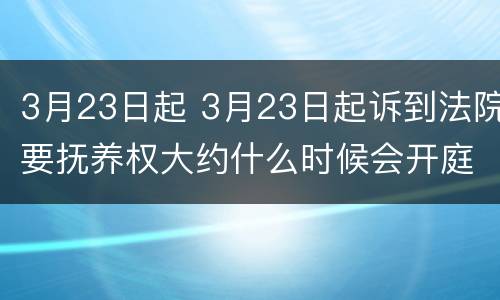 3月23日起 3月23日起诉到法院要抚养权大约什么时候会开庭