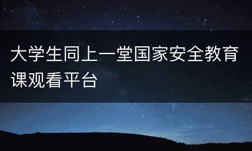 大学生同上一堂国家安全教育课观看平台
