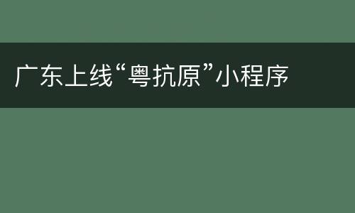 广东上线“粤抗原”小程序
