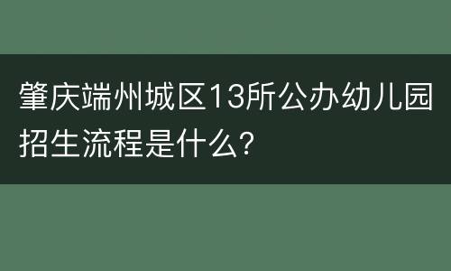 肇庆端州城区13所公办幼儿园招生流程是什么？