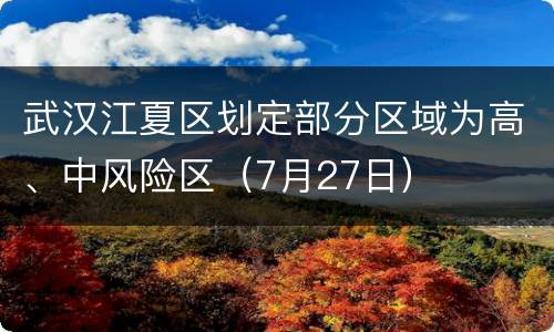 武汉江夏区划定部分区域为高、中风险区（7月27日）
