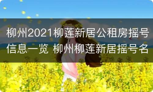 柳州2021柳莲新居公租房摇号信息一览 柳州柳莲新居摇号名单