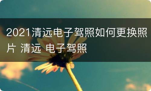 2021清远电子驾照如何更换照片 清远 电子驾照