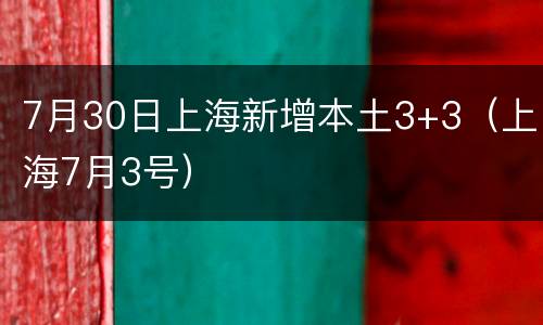 7月30日上海新增本土3+3（上海7月3号）