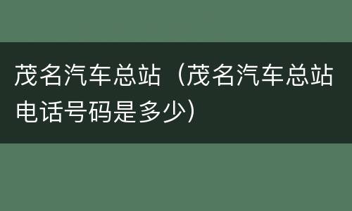 茂名汽车总站（茂名汽车总站电话号码是多少）